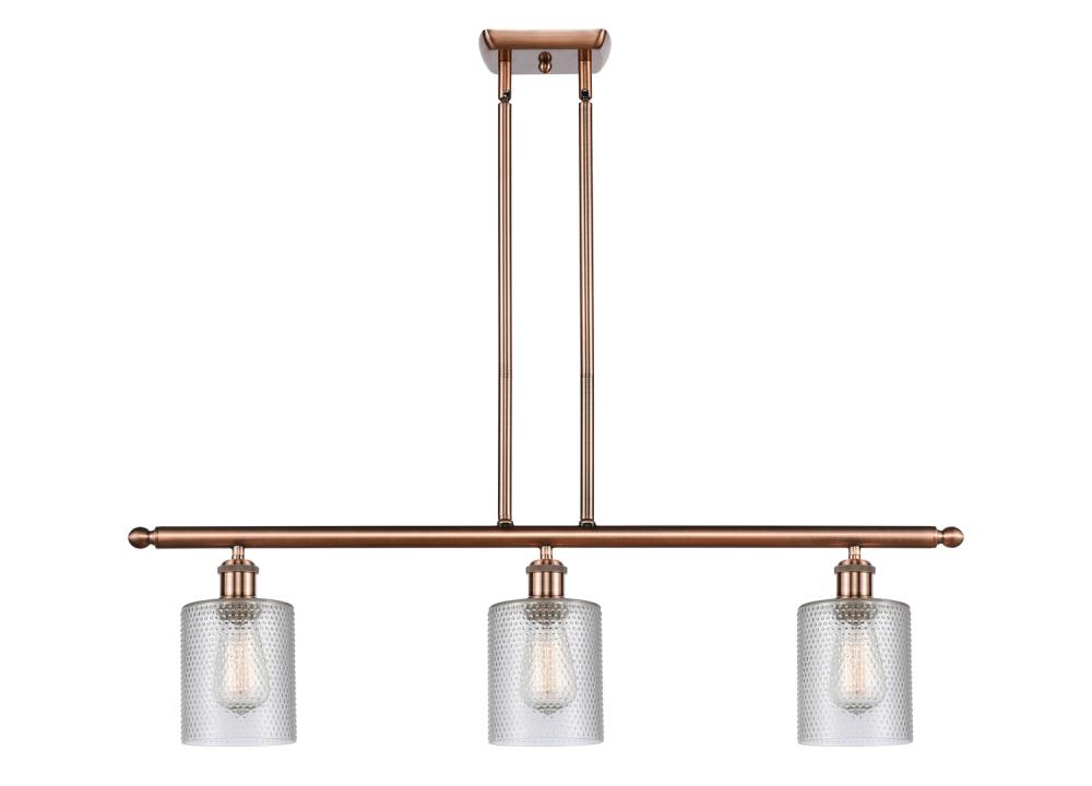 Cobbleskill - 3 Light - 36 inch - Antique Copper - Cord hung - Island Light