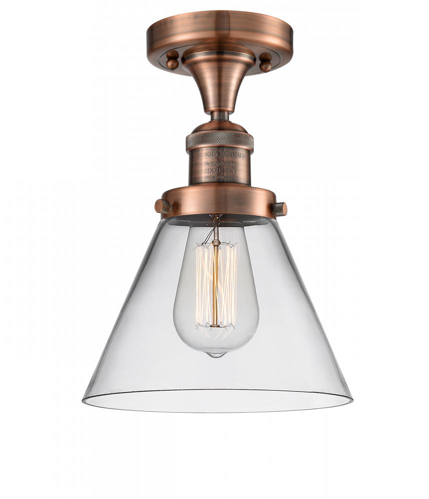 Cone - 1 Light - 8 inch - Antique Copper - Semi-Flush Mount