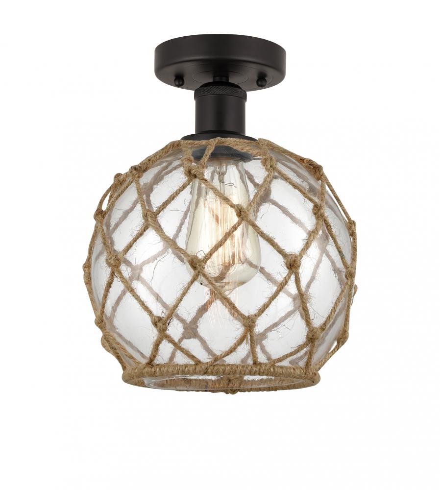 Farmhouse Rope - 1 Light - 8 inch - Oil Rubbed Bronze - Semi-Flush Mount