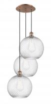 Innovations Lighting 113B-3P-AC-G1214-12 - Athens Twisted Swirl - 3 Light - 18 inch - Antique Copper - Cord hung - Multi Pendant