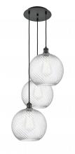 Innovations Lighting 113B-3P-BK-G1214-12 - Athens Twisted Swirl - 3 Light - 18 inch - Matte Black - Cord hung - Multi Pendant