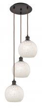 Innovations Lighting 113B-3P-OB-G1216-8WM - White Mouchette - 3 Light - 15 inch - Oil Rubbed Bronze - Cord Hung - Multi Pendant