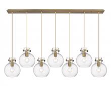 Innovations Lighting 127-410-1PS-BB-G410-8CL - Newton Sphere - 7 Light - 52 inch - Brushed Brass - Linear Pendant