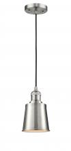 Innovations Lighting 201C-SN-M9-SN-LED - Addison - 1 Light - 5 inch - Brushed Satin Nickel - Cord hung - Mini Pendant