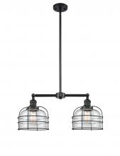 Innovations Lighting 209-BK-G72-CE - Bell Cage - 2 Light - 24 inch - Matte Black - Stem Hung - Island Light