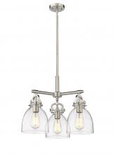 Innovations Lighting 410-3CR-SN-G412-7CL - Newton Bell - 3 Light - 21 inch - Satin Nickel - Pendant