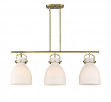 Innovations Lighting 410-3I-BB-G412-10WH - Newton Bell - 3 Light - 42 inch - Brushed Brass - Island Light