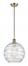 Innovations Lighting 516-1P-AB-G1213-12-LED - Athens Deco Swirl - 1 Light - 12 inch - Antique Brass - Cord hung - Mini Pendant