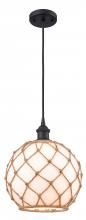 Innovations Lighting 516-1P-BK-G121-10RB - Farmhouse Rope - 1 Light - 10 inch - Matte Black - Cord hung - Mini Pendant