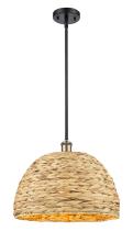 Innovations Lighting 516-1S-BAB-RBD-16-NAT - Woven Rattan - 1 Light - 16 inch - Black Antique Brass - Mini Pendant