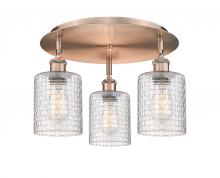 Innovations Lighting 516-3C-AC-G112C-5CL - Cobbleskill - 3 Light - 17 inch - Antique Copper - Flush Mount