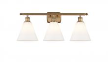 Innovations Lighting 516-3W-BB-GBC-81 - Berkshire - 3 Light - 28 inch - Brushed Brass - Bath Vanity Light