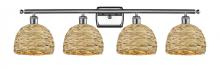 Innovations Lighting 516-4W-PC-RBD-8-NAT - Woven Rattan - 4 Light - 38 inch - Polished Chrome - Bath Vanity Light