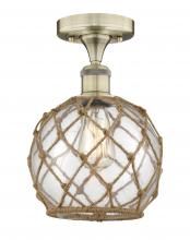 Innovations Lighting 616-1F-AB-G122-8RB - Farmhouse Rope - 1 Light - 8 inch - Antique Brass - Semi-Flush Mount