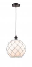 Innovations Lighting 616-1P-OB-G121-10RW - Farmhouse Rope - 1 Light - 10 inch - Oil Rubbed Bronze - Cord hung - Mini Pendant