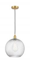 Innovations Lighting 616-1P-SG-G1214-12 - Athens Twisted Swirl - 1 Light - 12 inch - Satin Gold - Cord hung - Mini Pendant