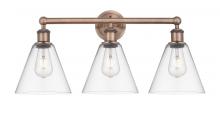 Innovations Lighting 616-3W-AC-GBC-82 - Berkshire - 3 Light - 26 inch - Antique Copper - Bath Vanity Light