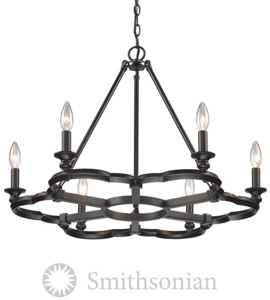 Smithsonian Saxon 6 Light Chandelier in Aged Bronze