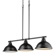 Golden 3602-3LP BLK-BLK - Duncan 3 Light Linear Pendant in Black with a Matte Black Shades