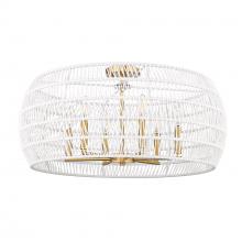 Golden 6808-6SF MBG-WR - Ellie 6 Light Semi-Flush in Modern Brushed Gold with Bleached White Raphia Rope Shade