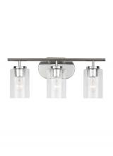 Generation Lighting 41172-05 - Oslo dimmable 3-light wall bath sconce in a chrome finish with clear seeded glass shade