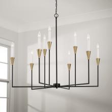 Capital 451991AB - 8-Light Chandelier in Black and Aged Brass with Interchangeable White or Aged Brass Candle Sleeves