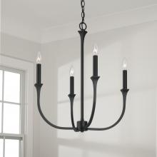 Capital 452341BI - 4-Light Chandelier in Black Iron with Interchangeable White or Black Iron Candle Sleeves