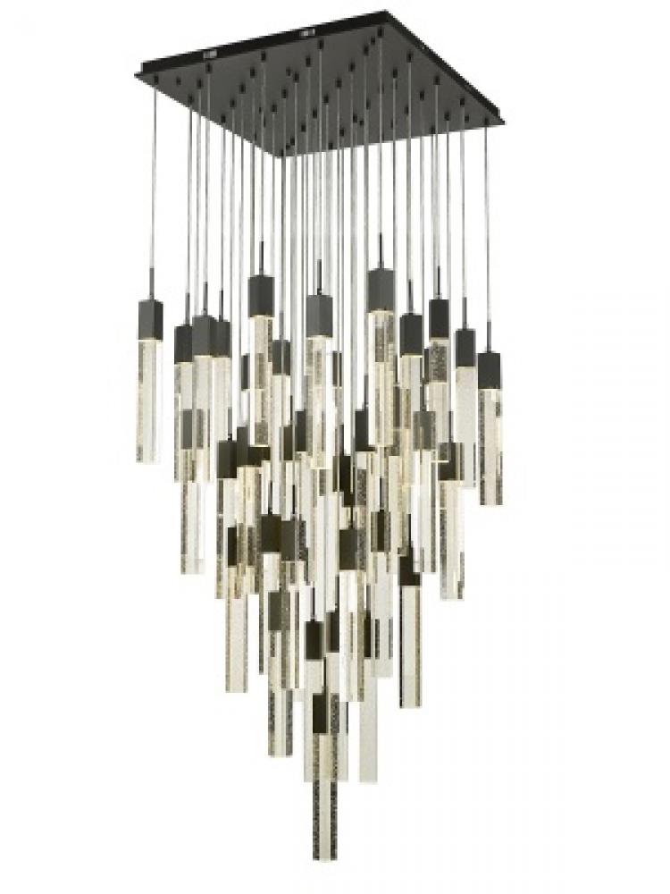 The Original Glacier Avenue Collection Brushed Brass 41 Light Pendant Fixture with Clear Crystal