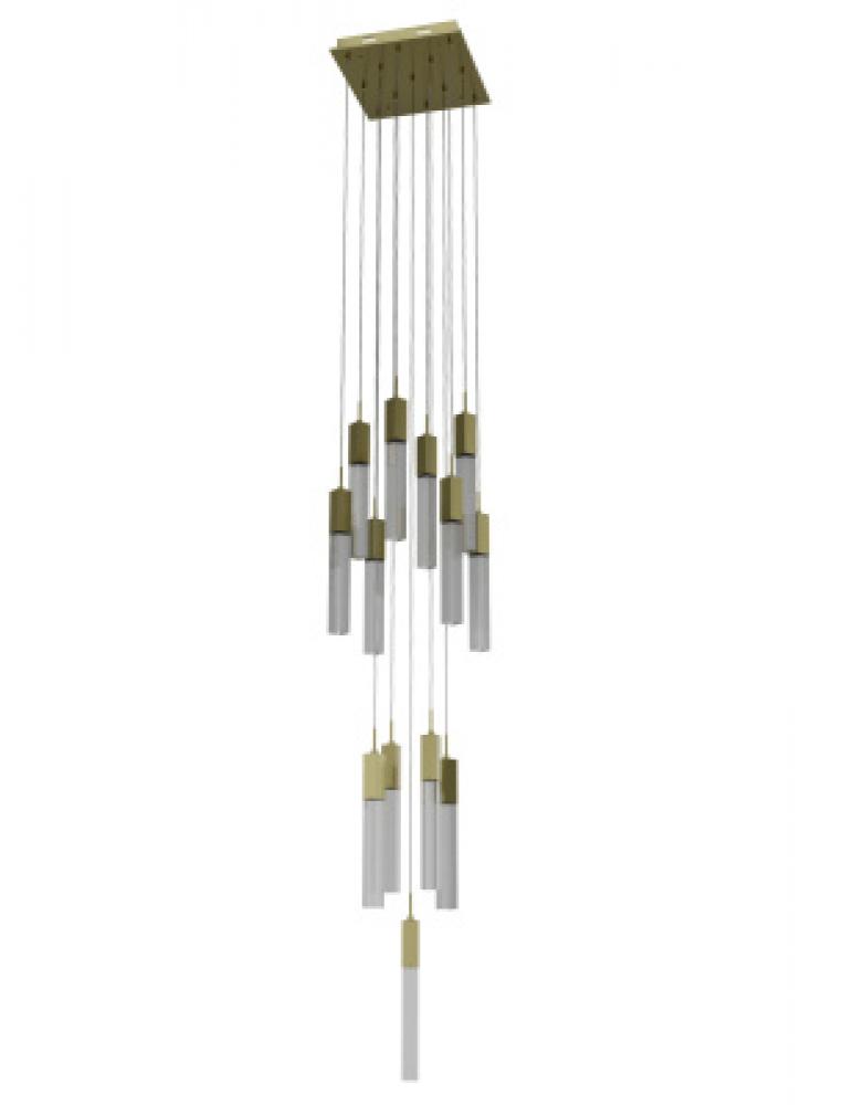 The Original Glacier Snow Avenue Collection Brushed Brass 13 Light Pendant Fixture