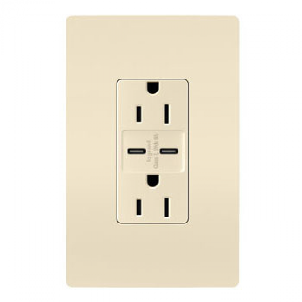 radiant? 15A Tamper-Resistant Ultra-Fast USB Type C/C Outlet, Light Almond (4 pack)