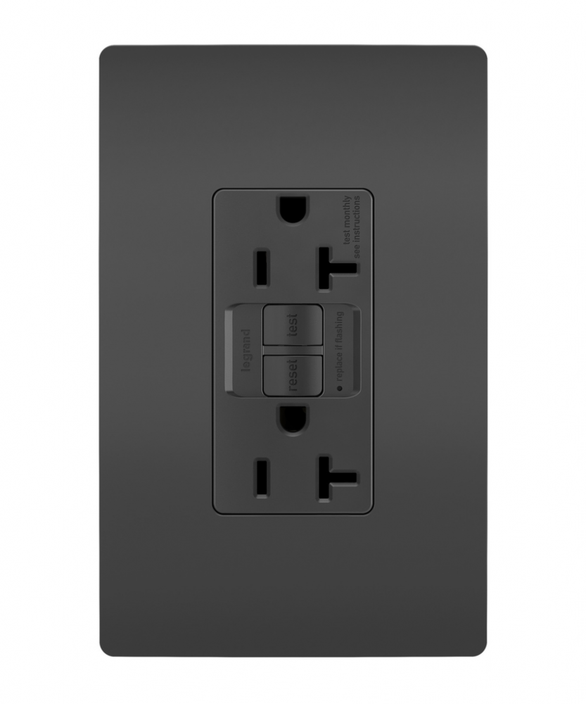 radiant? 20A Duplex Self-Test GFCI Receptacles with SafeLock? Protection, Black (12 pack)