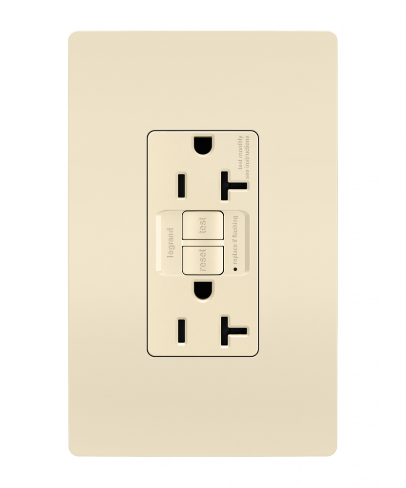 radiant? 20A Duplex Self-Test GFCI Receptacles with SafeLock? Protection, Light Almond