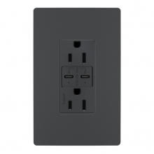 Legrand Radiant R26USBPDGCC6 - radiant® 15A Tamper Resistant Ultra Fast PLUS Power Delivery USB Type C/C Outlet, Graphite (6 pack)