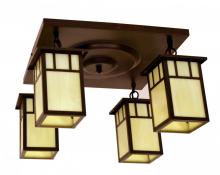 Arroyo Craftsman HCM-4L/4DTCR-MB - 4" huntington 4 light ceiling mount, double t-bar overlay