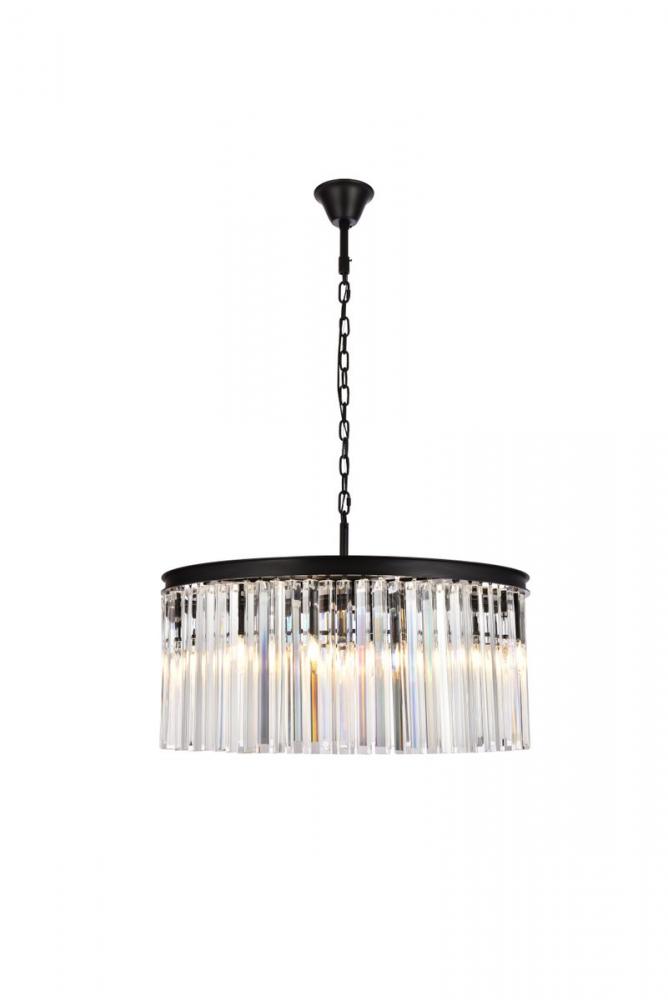 Sydney 8 Light Matte Black Chandelier Clear Royal Cut Crystal