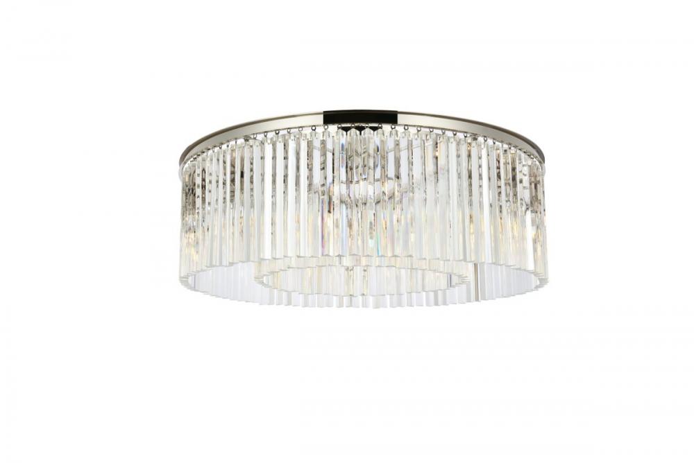 Sydney 10 Light Polished Nickel Flush Mount Clear Royal Cut Crystal