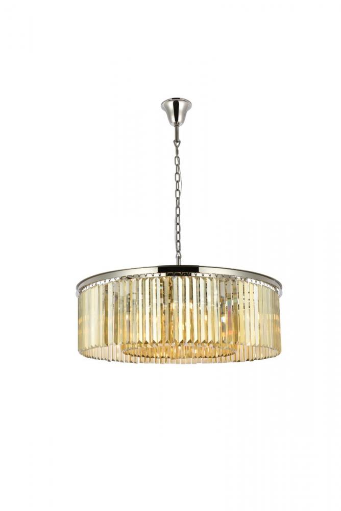 Sydney 10 Light Polished Nickel Chandelier Golden Teak (Smoky) Royal Cut Crystal