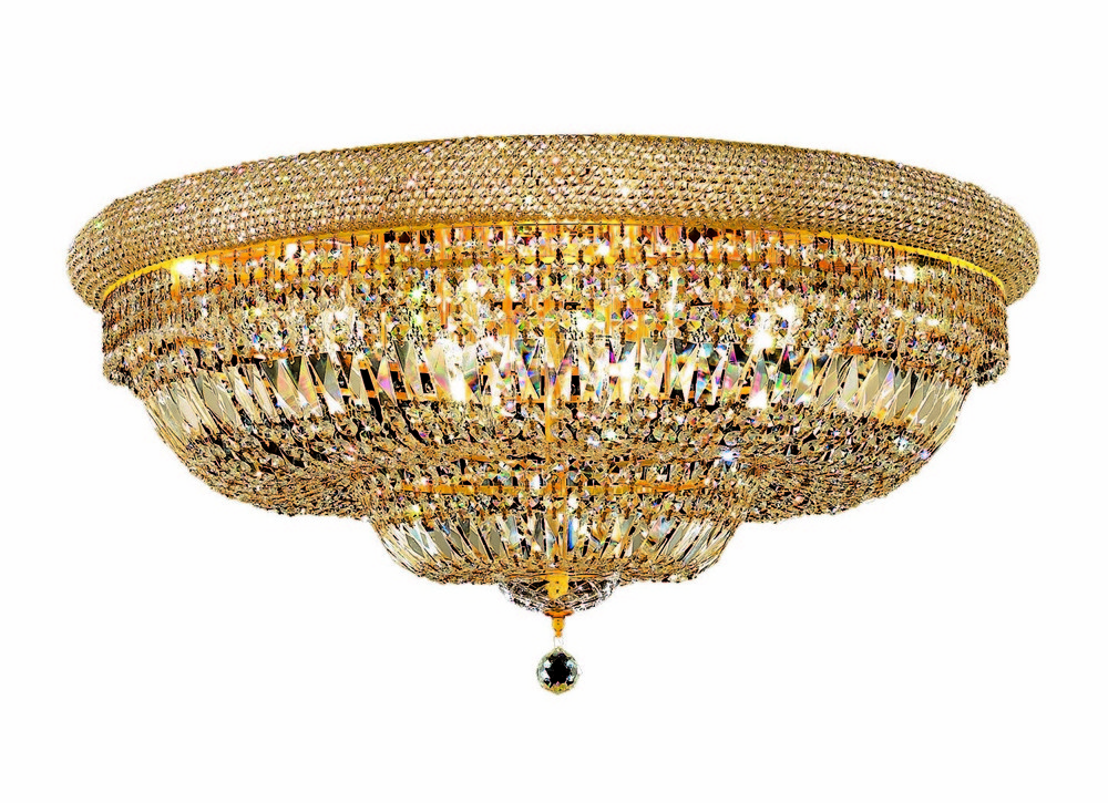 1803 Primo Collection Flush Mount D36in H17in Lt:20 Gold Finish (Swarovski Spectra Crystals)