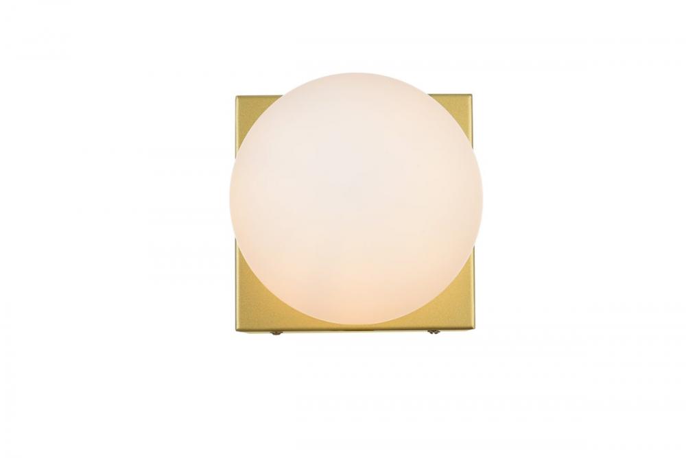 Jaylin 1 Light Brass and Frosted White Bath Sconce