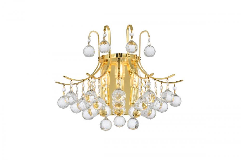 Toureg 3 Light Gold Wall Sconce Clear Royal Cut Crystal