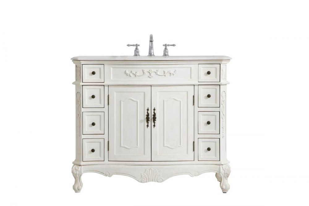 42 Inch Single Bathroom Vanity in Antique White