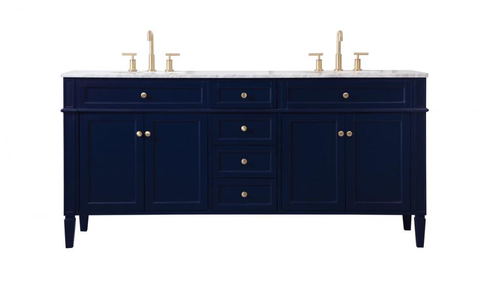 72 Inch Double Bathroom Vanity in Blue