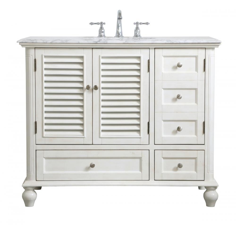 42 Inch Single Bathroom Vanity in Antique White