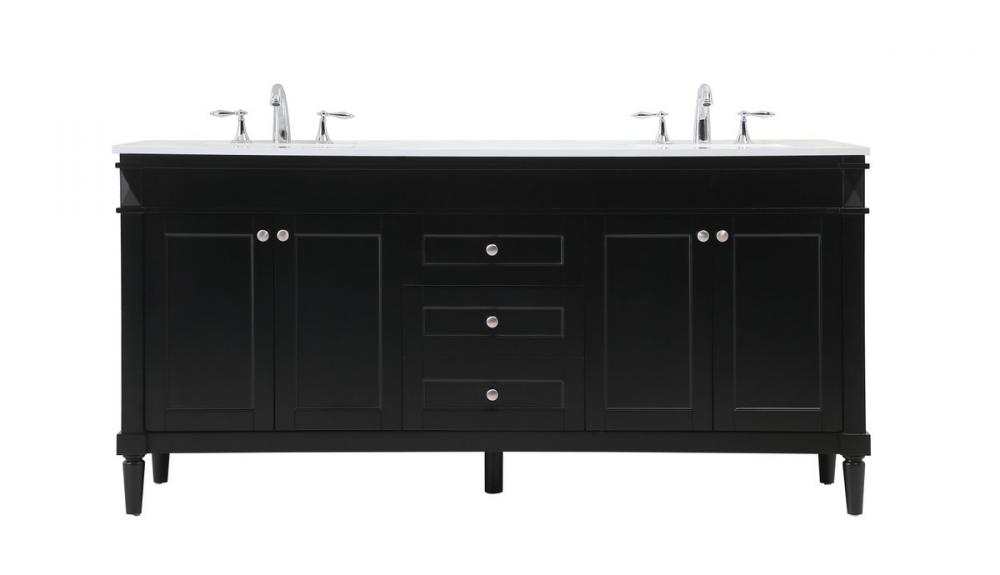 72 Inch Double Bathroom Vanity in Black