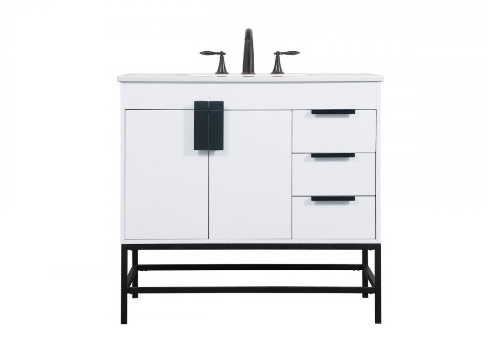 36 Inch Single Bathroom Vanity in White