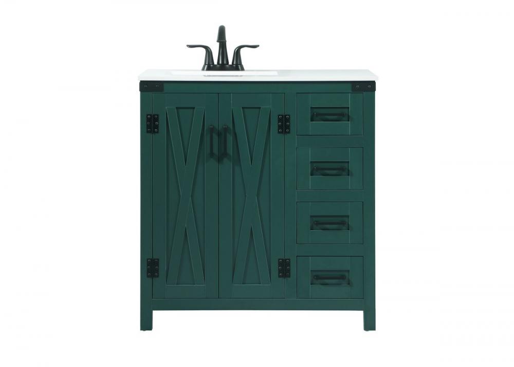 32 Inch Single Bathroom Vanity in Green