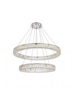 Elegant 3503G36C - Monroe 36 Inch LED Double Ring Chandelier in Chrome