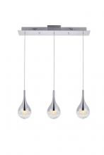 Elegant 3803D24C - Amherst Collection LED 3-light Chandelier 24inx4inx9in Chrome Finish