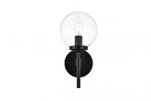 Elegant LD7302W6BLK - Ingrid 1 Light Black and Clear Bath Sconce