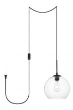 Elegant LDPG2212BK - Baxter 1 Light Black Plug-in Pendant with Clear Glass